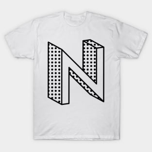 3D Ben Day Dot Isometric Letter N T-Shirt